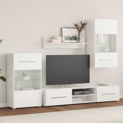 5-częściowe szafki pod telewizor z oświetleniem LED Matowa biel