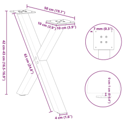 Nogi do stolika kawowego, 2 szt., antracyt, 50x(42-43) cm, stal