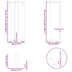 Nogi do stołu konsolowego, 2 pcs., białe, 20x28x(72-73)cm, stal