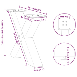 Nogi do stolika kawowego, 2 szt., antracyt, 50x(42-43) cm, stal