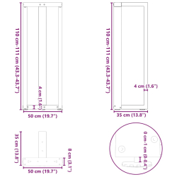 Nogi do stołu barowego, 2 szt., białe, 50x35x(110-111) cm, stal