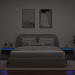 Wiszące szafki nocne z LED, 2 szt., czarna dąb