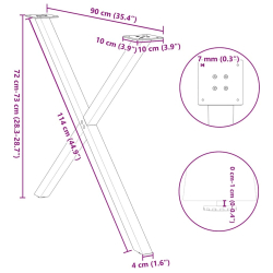 Nogi do stołu jadalnego, 2 szt., białe, 90x(72-73) cm, stal