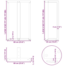 Nogi do stołu barowego, 2 szt., białe, 60x35x(100-101) cm, stal
