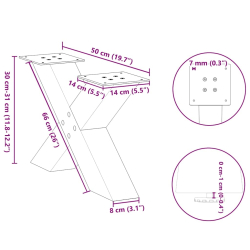 Nogi do stolika kawowego, 2 szt., czarne, 50x(30-31) cm, stal