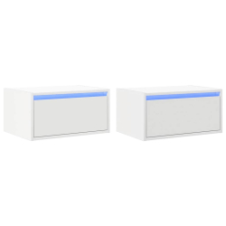 Wiszące szafki nocne z LED, 2 szt., białe