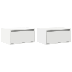 Wiszące szafki nocne z LED, 2 szt., białe