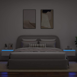 Wiszące szafki nocne z LED, 2 szt., białe