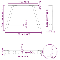 Nogi do stolika kawowego, 2 szt., biale, 60x(42-43) cm, stal