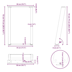 vidXL Nogi do stołu jadalnianego, 2 szt., antracyt, 50x(72-73)cm, stal