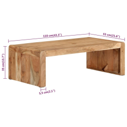 Stolik kawowy, 110x55x35 cm, lite drewno akacjowe