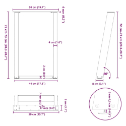 vidXL Nogi do stołu jadalnianego, 2 szt., białe, 50x(72-73) cm, stal