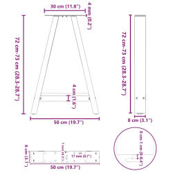 Nogi do stolika kawowego, 2 szt., biale, 50x(72-73) cm, stal