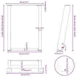 Nogi do stolika kawowego, 2 szt., czarne, 38x(42-43) cm, stal