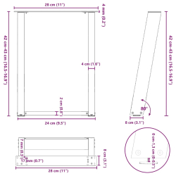 Nogi do stolika kawowego, 2 szt., białe, 28x(42-43) cm, stal