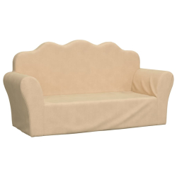 Sofa dla dzieci, 2-os. , kremowa, miękki plusz