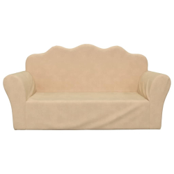 Sofa dla dzieci, 2-os. , kremowa, miękki plusz