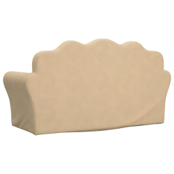 Sofa dla dzieci, 2-os. , kremowa, miękki plusz