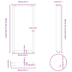 Nogi do stolika kawowego 2 szt. antracyt 40x(100-101) cm stal