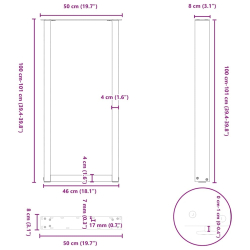Nogi do stolika kawowego, 2 szt., czarne, 50x(100-101) cm, stal