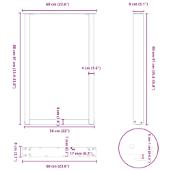 Nogi do stolika kawowego, 2 szt., czarne, 60x(90-91) cm, stal