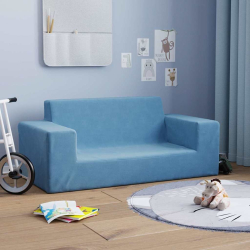 2-os. sofa dla dzieci, niebieska, miękki plusz