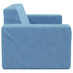 2-os. sofa dla dzieci, niebieska, miękki plusz