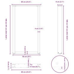 Nogi do stolika kawowego, 2 szt., czarne, 60x(100-101) cm, stal