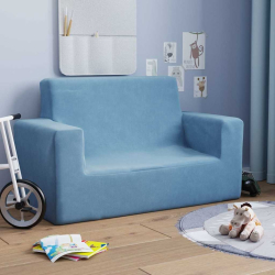 2-os. sofa dla dzieci, niebieska, miękki plusz