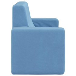 2-os. sofa dla dzieci, niebieska, miękki plusz