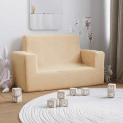 2-os. sofa dla dzieci, kremowa, miękki plusz