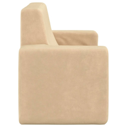 2-os. sofa dla dzieci, kremowa, miękki plusz