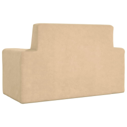 2-os. sofa dla dzieci, kremowa, miękki plusz