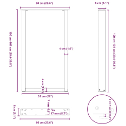 Nogi do stolika kawowego 2 szt. antracyt 60x(100-101) cm stal