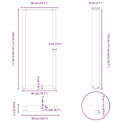 Nogi do stolika kawowego, 2 szt., czarne, 50x(110-111) cm, stal