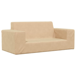 2-os. sofa dla dzieci, kremowa, miękki plusz
