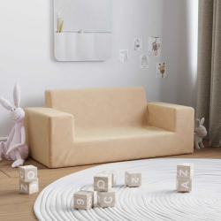 2-os. sofa dla dzieci, kremowa, miękki plusz
