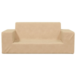 2-os. sofa dla dzieci, kremowa, miękki plusz