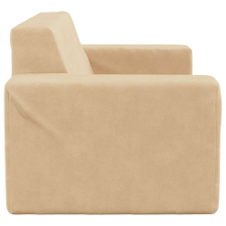 2-os. sofa dla dzieci, kremowa, miękki plusz