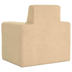 Sofa dziecięca, kremowa, miękki plusz