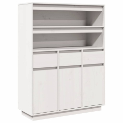 Wysoka szafka, biała, 89x34x116,5 cm, lite drewno sosnowe