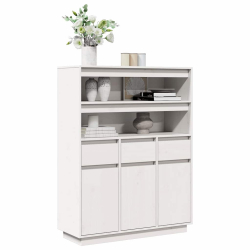 Wysoka szafka, biała, 89x34x116,5 cm, lite drewno sosnowe