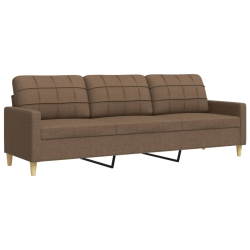 Sofa 3-osobowa, brązowa, 210 cm, tapicerowana tkaniną