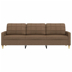 Sofa 3-osobowa, brązowa, 210 cm, tapicerowana tkaniną