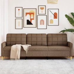 Sofa 3-osobowa, brązowa, 210 cm, tapicerowana tkaniną