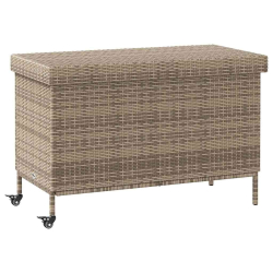 Skrzynia ogrodowa z kółkami, szara, 110x55x73 cm, polirattan