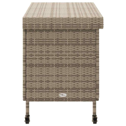Skrzynia ogrodowa z kółkami, szara, 110x55x73 cm, polirattan