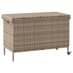 Skrzynia ogrodowa z kółkami, szara, 110x55x73 cm, polirattan