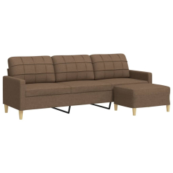 3-osobowa sofa z podnóżkiem, brązowa, 210 cm, tkanina