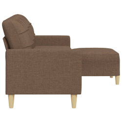 3-osobowa sofa z podnóżkiem, brązowa, 210 cm, tkanina